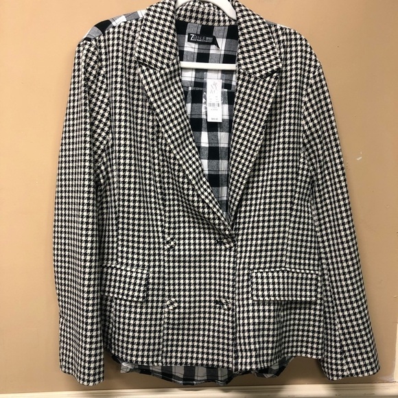 7th Ave Design New York & Co Hounds Tooth Plaid Blazer Jacket Size XL NWT - Picture 1 of 5